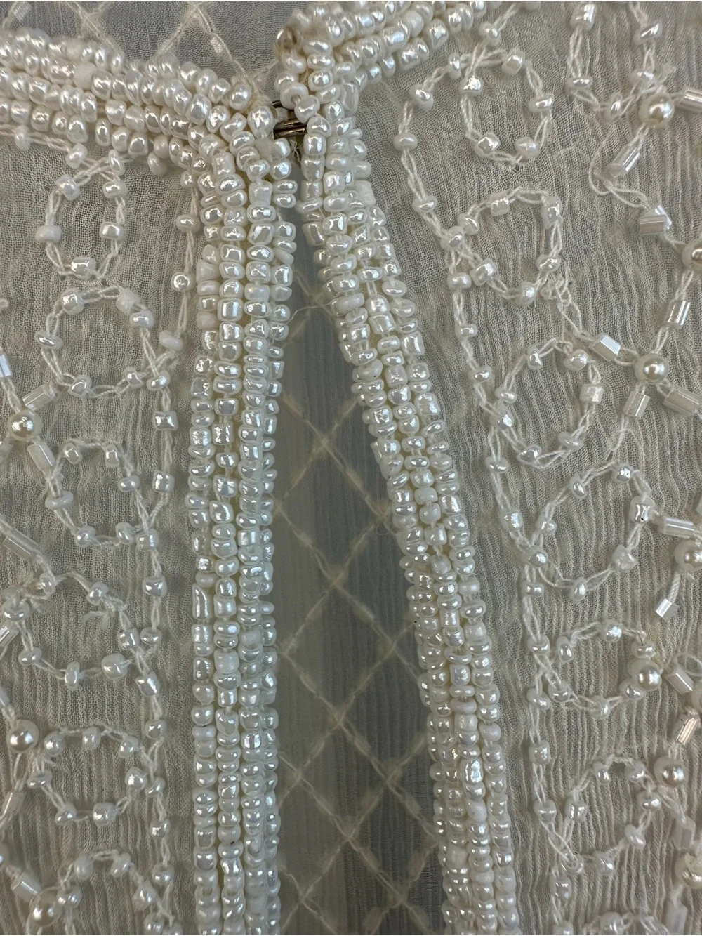 Vintage Sténay Silk Beaded Pearl Sequin Jacket Bridal Wedding Ivory 12
